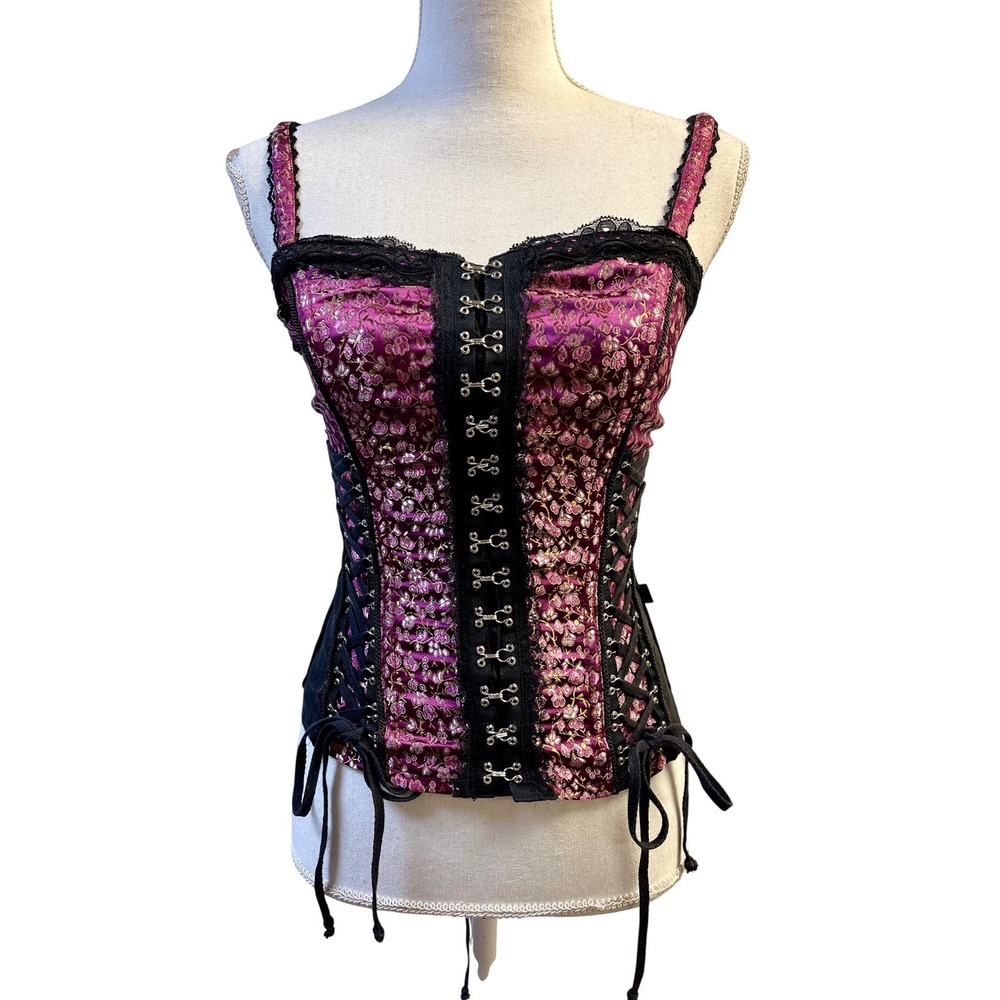 Tripp NYC Corset Top Med Brocade Lace Up Dark Romance Punk Whimsigoth Victorian